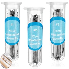 WILLBOND Stainless Steel Insect Pins Kit Specimen Entomology Pins Butterfly Collections Variety Pack for School Entomology Display Butterfly Collectors(300 Pieces,3 Sizes)