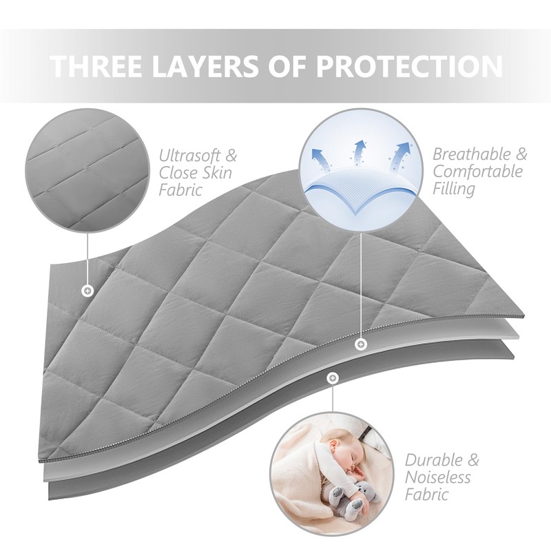 TILLYOU Pack and Play Sheet - Soft Quilted Crib Cover