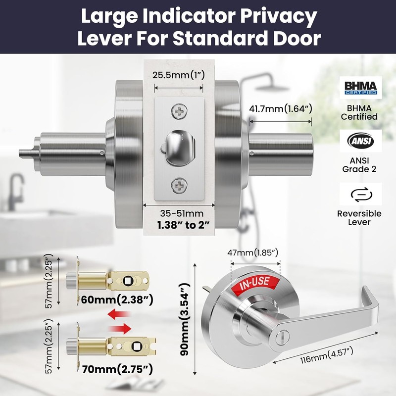 Commercial Bathroom Door Handle, Privacy Indicator Door Lock, Occupied Bathroom