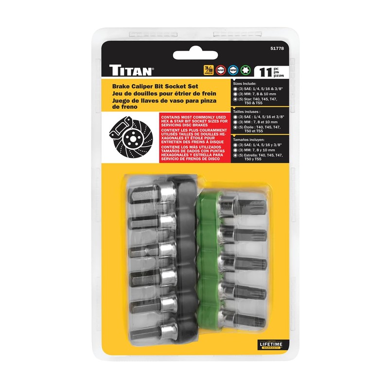 Titan 51778 11 Pc. Brake Caliper Bit Socket Set