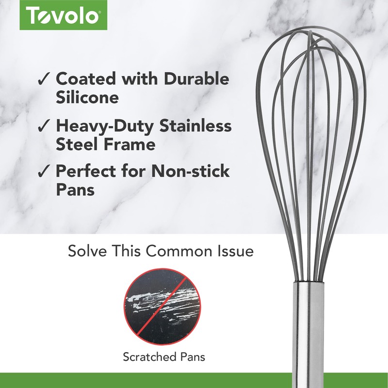 Tovolo Whisk 9 Inch Heavy Duty Silicone Wire Stainless Steel