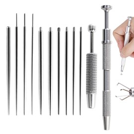 NYTGAH 12 Packs Piercing Ball Grabber Tool Set,Stainless Steel Piercing Kit for Changing Jewelry 14G 16G 18G 20G,Flat Back Earrings Applicator Tool for Ear,Nose,Navel,Nipple,Lip,Eyebrow,Tongue
