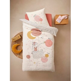 Vertbaudet Children's Bed Linen Set with Recycled Cotton Oeko-Tex White Printed 140 x 150 cm 63 x 63 cm