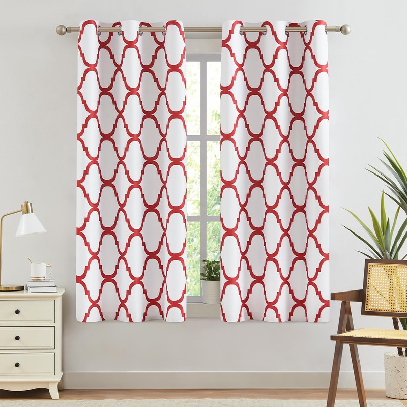 Melodieux Moroccan Printed Room Darkening Blackout Grommet Curtains for Bedroom