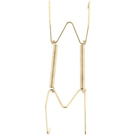 Qintreesify Gold Plate Dish Hanger Dismountable Wall Display Securing Clip W Type Dish Spring Holder Invisible Hook Home Decor Vertical Plate Holders (8 Inch)