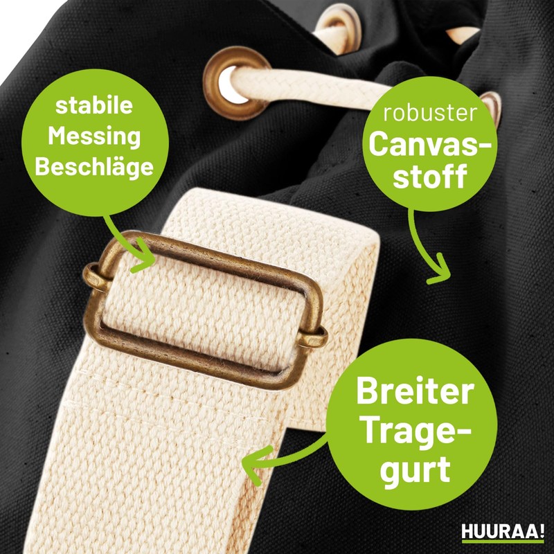 Huuraa Seesack Canoeing Kajakfahren Geschenk 20 Liter Black Baumwolle Canoeing