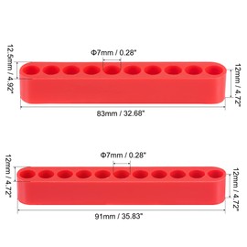 sourcing map 10,11,12,15 Holes Screwdriver Bit Holder Set, 7mm Dia Plastic Hex Shank Storage Case Red