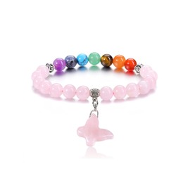 Jovivi Chakra Bracelets for Women Rose Quartz Crystals Natural Gemstone Beaded Butterfly Bracelet chakra Crystal Gifts for Women Birthday Christmas Anniversary Her Girlfriend Gifts