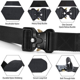 MOZETO Tactical Belts for Men Military Style Work Hiking Riggers Web Gun Belt with Heavy Duty Quick Release Metal Buckle