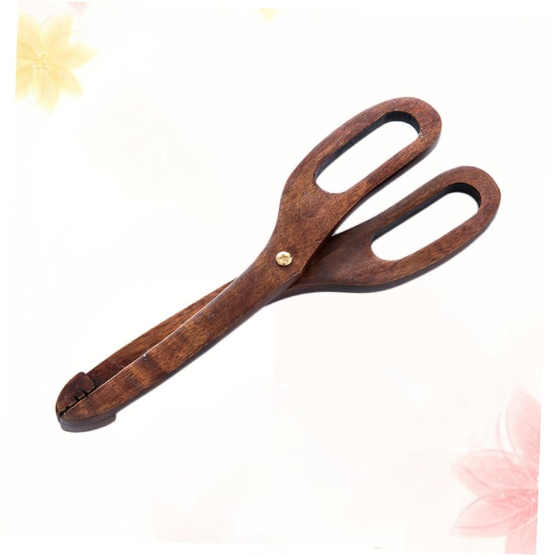 Ipetboom Wooden Kitchen Serving Tongs Scald Scissor Style Bread Clips