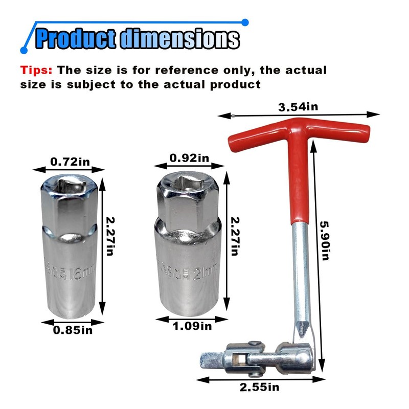 BDZMC Spark Plug Socket Wrench, T-handle Spark Plug Removal Tool,