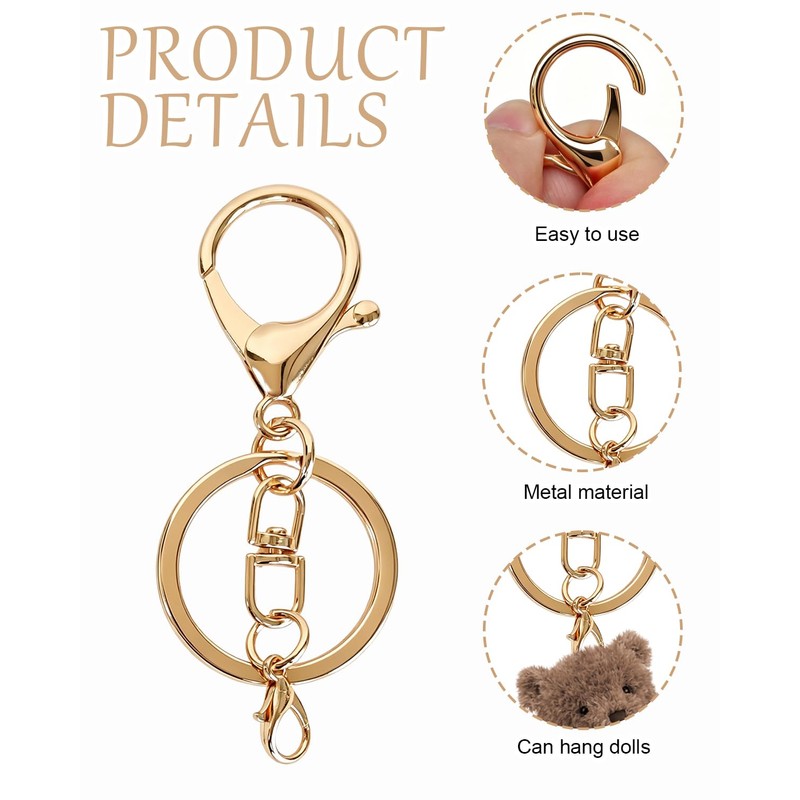 Gold Keychain Clip Metal Lobster Claw Clasps for Jewelry Making.
