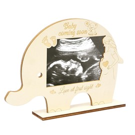 MONCAP Baby Ultrasonic Photo Frame Elephant Ultrasonic Picture Frame Wood Ultrasonic Sonogram Picture Frame Pregnant Mother Gifts for Expectant Mother Baby Shower