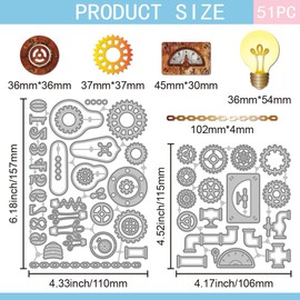 GLOBLELAND Vintage Water Pipe Gear Cutting Dies for DIY Scrapbooking Metal Retro Light Bulb Number Cut Dies for Card Making Embossing Photo Album Craft Decor