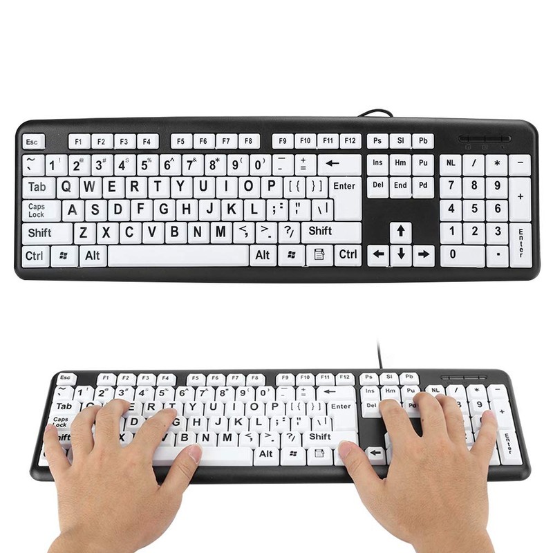 Elderly Keyboard, Large Print Computer Keyboard, 104 Keys QWERTY, High