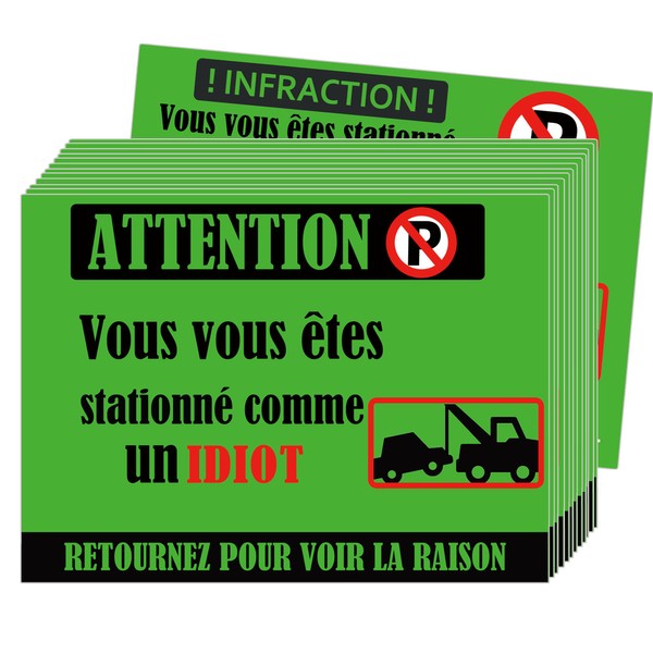 French You Parked Like an Idiot Business Cards 120 Pcs