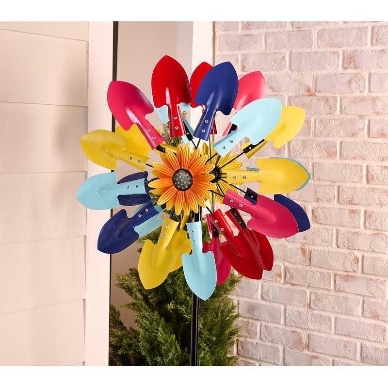 Girl Next Door 75" Tall Garden Trowel Wind Spinner:_Galvanized