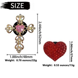 2 Pack Car Vent Clip Bling Car Accessories,Crystal Cross and Heart Car Vent Clip Air Freshener,Car Diffuser Vent Clip Diamond Car Decoration Car Essentials for Women(Pink)