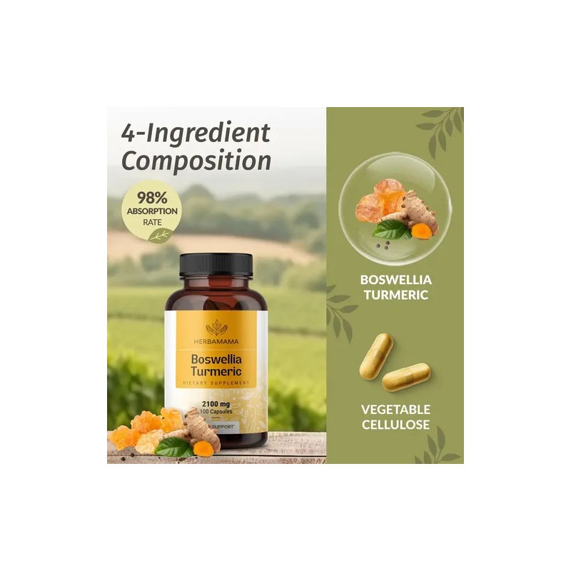 Cápsulas de Cúrcuma y Boswellia con Pimienta Negra Herbamama para