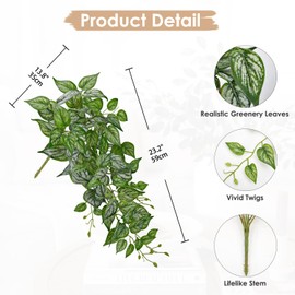 DILATATA Fake Hanging Plants Artificial Hanging Plants 26" Faux Pothos Leaves Plant for Wall Shelf Home Indoor Outdoor Decor - 2 Pack