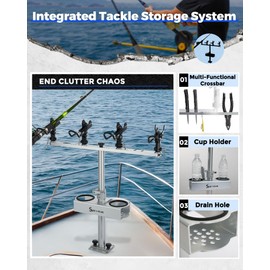 Spider Rig Rod Holders for Boat Aluminum Crappie, Fishing Pole Holder with Adjustable Height and Fishing Equipment Organizer Fit for Boats