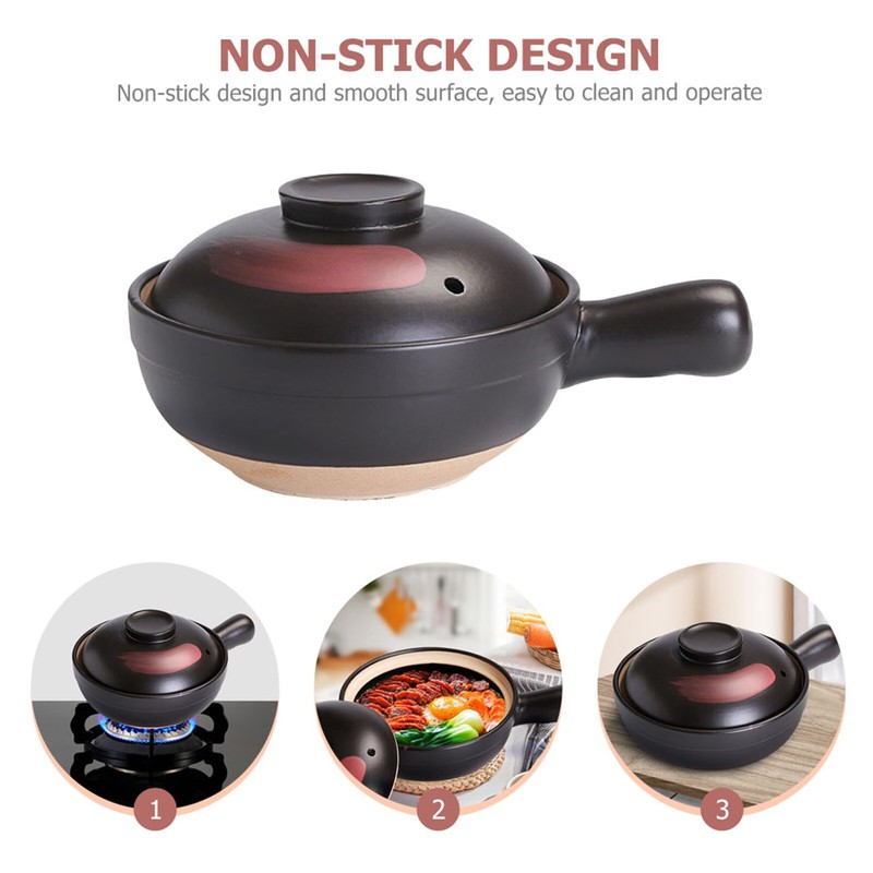 HOLIDYOYO Clay Pot for Cooking Asian Food with Silicone Lid