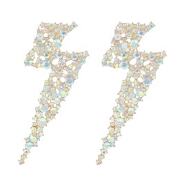 Met-edianger AB Rhinestone Statement Earrings Flash Costume Earrings Crystal Lightning Bolt Drop Dangle Earrings for Women