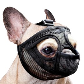 French Bulldog Muzzle, dellyy Mesh Dog Muzzle for French Bulldog, German Shepherd and Dogue de Bordeaux (Black, S)