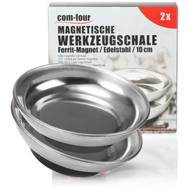 com-four® 2 x Magnetic Bowl for Workshop, Tool Tray for Screws and Tools, Magnetic Bowl for Workshop Accessories, Magnetic Bowl, Approx. Diameter 10 cm (2 Pieces, Diameter 10 cm)
