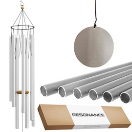 Wind Chimes for Outside and Inside – 44 inch – 528hz Solfeggio Healing Tones - Silver