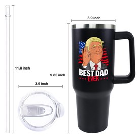 Lumumanber Gifts for Dad from Daughter, Son - Best Dad Ever Trump Gifts - Fathers Day, Christmas and Birthday Gifts for Dad - Funny Presents for Dad - 40oz Tumbler with Handle and Straw