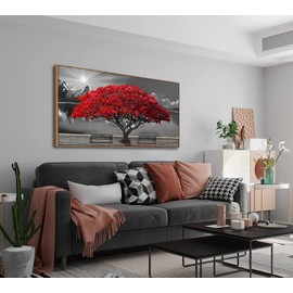 Large Framed Wall Art for Living Room Large Mangrove Landscape Modern Art for Wall Decor Living Room, Bedroom, Office, Home Wall Decor 24x48 inches(With Soild Wood Dark Framed)