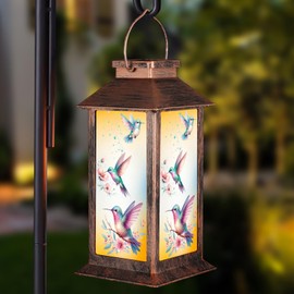 Solar Lanterns for Garden Decor,Waterproof Design Ideal Birthday Gifts for Women, Mom, and Grandma Solar LED Hanging Lights for Yard, Patio, Lawn, and Porch(Three Hummingbirds)