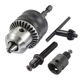 Yakamoz 1.5-13mm Capacity Key Drill Chuck Converter Conversion Tool with Quick Change 1/4" Hex, SDS Plus and 1/2" Socket Square Female Adapter