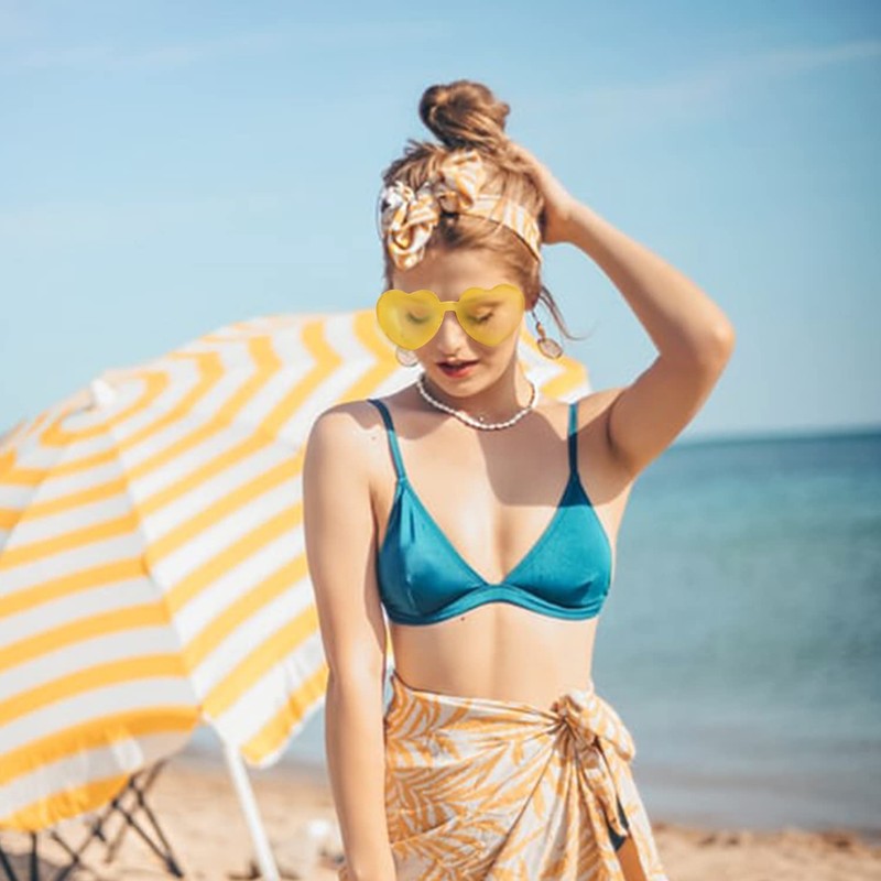 Lotsdonxia Love Heart Shape Sunglasses Stylish Rimless One-Piece Transparent Glasses