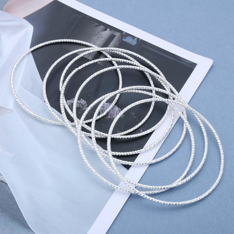 TseenYi Silver Bangle Bracelet Sets Indian Multi Bangle Bracelet Thin