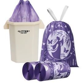 VOK 8 Gallon Trash Bags Drawstring, Medium Trash Bags for Office, Kitchen, Bedroom Trash Cans, Colored Portable Sturdy Garbage Bags 8 Gallon with Lavender Scent, 60 Counts 1.5 Liters