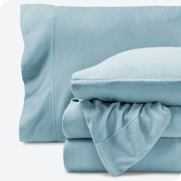 Bare Home Super Soft Fleece Sheet Set - Queen Size - Extra Plush Polar Fleece, No-Pilling Bed Sheets - All Season Cozy Warmth (Queen, Light Blue)