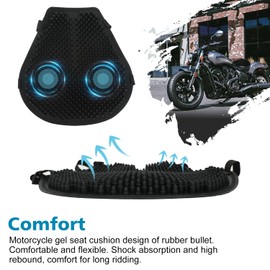 SUNPIE Motorcycle Seat Cushion Pad with Bullet Design - Universal Motorcycles Seat Covers Silicone Breathable Comfortable UV Resistance for Motorbike Long Rides