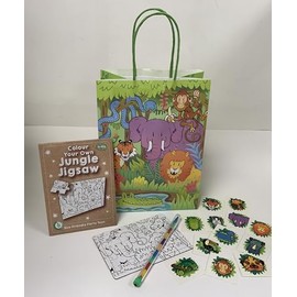 MustBeBonkers BIRTHDAY PARTY Pre Filled Bags - Boys & Girls Birthday Gift Favours (Jungle, Set 1 - Party Bag + 3 Fillers)