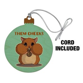 GRAPHICS & MORE Hamster Them Cheeks Eating Sunflower Seed Wood Christmas Tree Holiday Ornament
