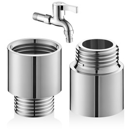 Set of 2 tap extensions, 1/2 inch x 20 mm, stainless steel tap extension, thread extension for corner valve, shower head extension, tap extension fitting, garden tap connection