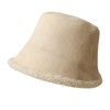 Karsaer G0057 Women's Bucket Hat, Reversible Autumn and Winter Hat, Fluffy Hat, Boa Fleece Material, Fluffy Hat, 2-Way [Mailard] Dress Fashionable Cute, beige