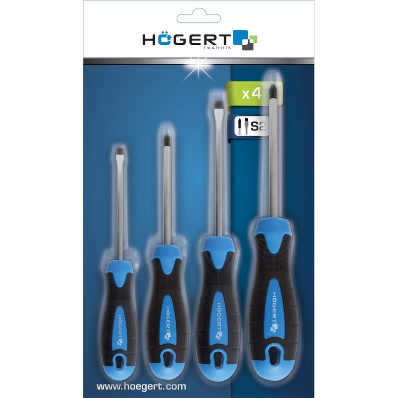 Högert 4 Piece Screwdriver Set Screwdriver Magnetic Slotted Kreutz