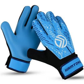 Hamtons Professional Goalkeeper Gloves - Durable Grip, Anti-Slip Design with Finger Protection, Breathable & Comfortable Fit for Adults and Kids - Perfect for Match and Training (Cyan, 3)