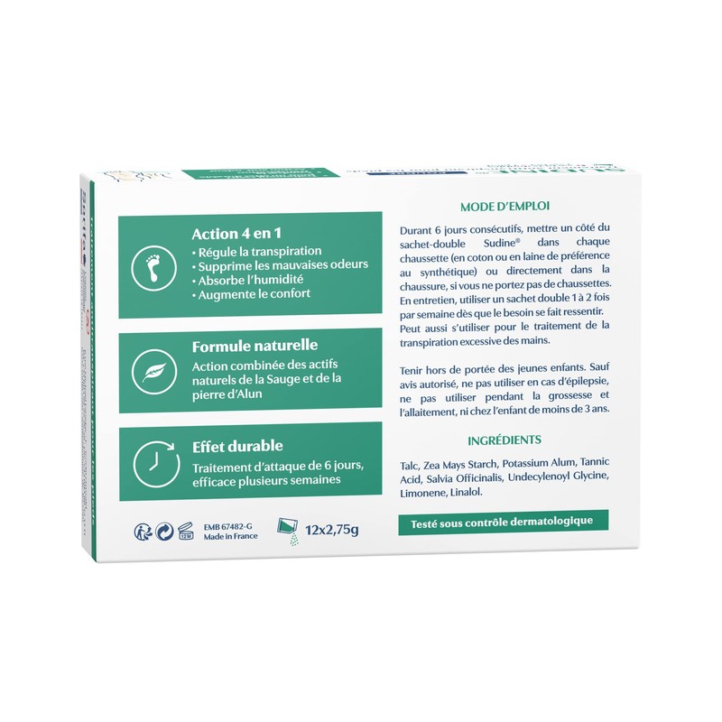 SORIFA - Sudine Puder, Antitranspirant-Behandlung, Fuß, reguliert den Schwitz, absorbiert