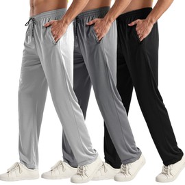 3PC Men's Zipper Mesh Fabric Jogger Pants - Breathable & Flexible Fit, Comfortable for Sports & Casual Wear