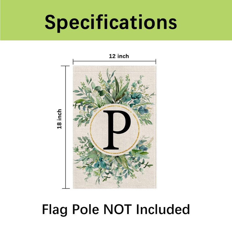 wyooxoo Monogram Letter P Floral Garden Flag 12x18 Inch Double