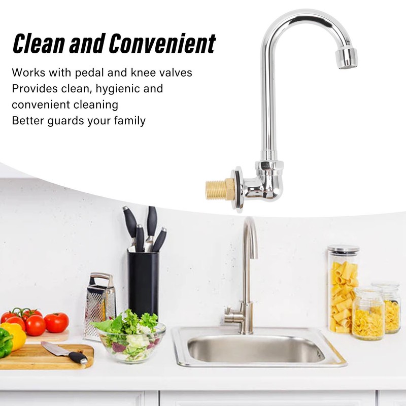 Foot Pedal Faucet Stainless Steel G1/2 Thread Wall Mounted Knee