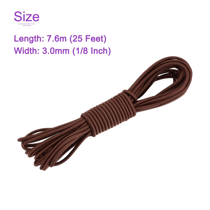 DMiotech 3mm Shock Cord, 7.6 M Brown Bungee Cord Tent
